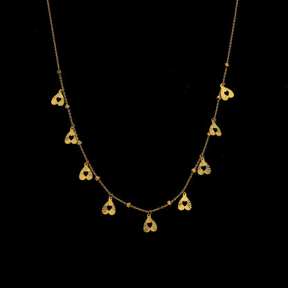 Gold Heart Drop Necklace 21KT - FKJNKL21KM11832