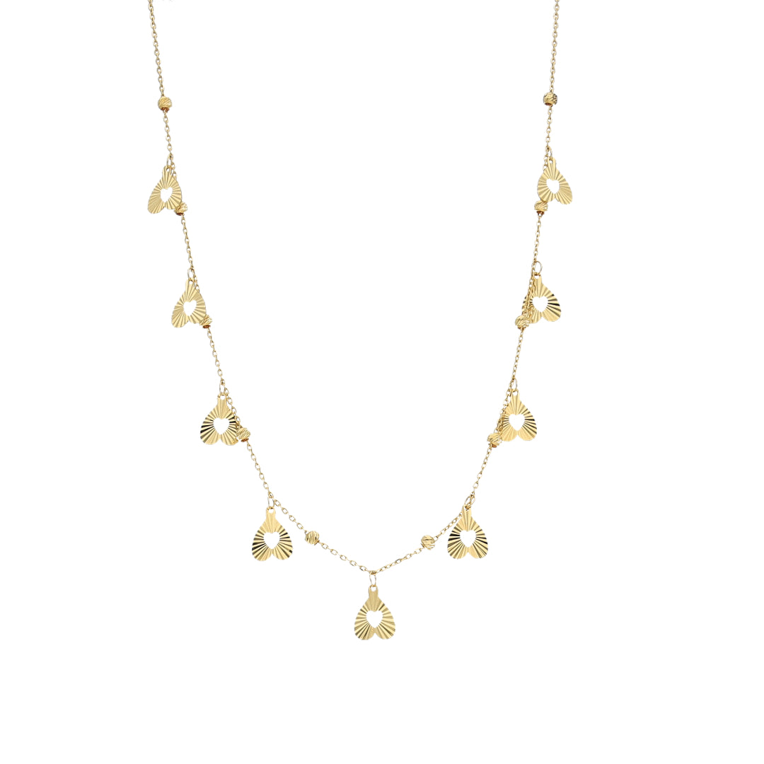 Gold Heart Drop Necklace 21KT - FKJNKL21KM11832