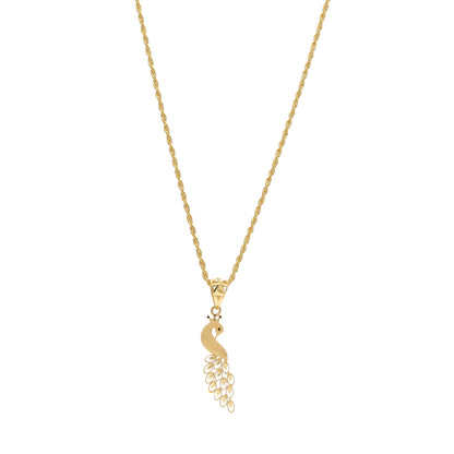 Gold Peacock Shaped Necklace (Chain with Pendant) 21KT - FKJNKL21KM11836