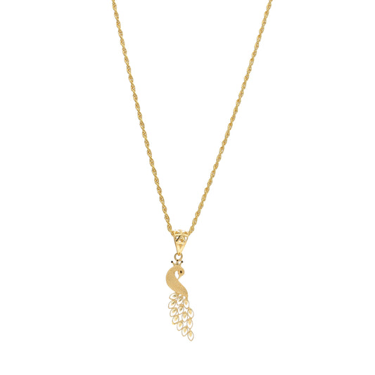 Gold Peacock Shaped Necklace (Chain with Pendant) 21KT - FKJNKL21KM11836