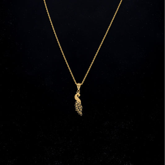 Gold Peacock Shaped Necklace (Chain with Pendant) 21KT - FKJNKL21KM11836