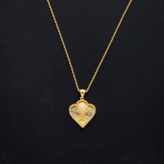 Gold Leaf Shaped Necklace (Chain with Pendant) 21KT - FKJNKL21KM11837