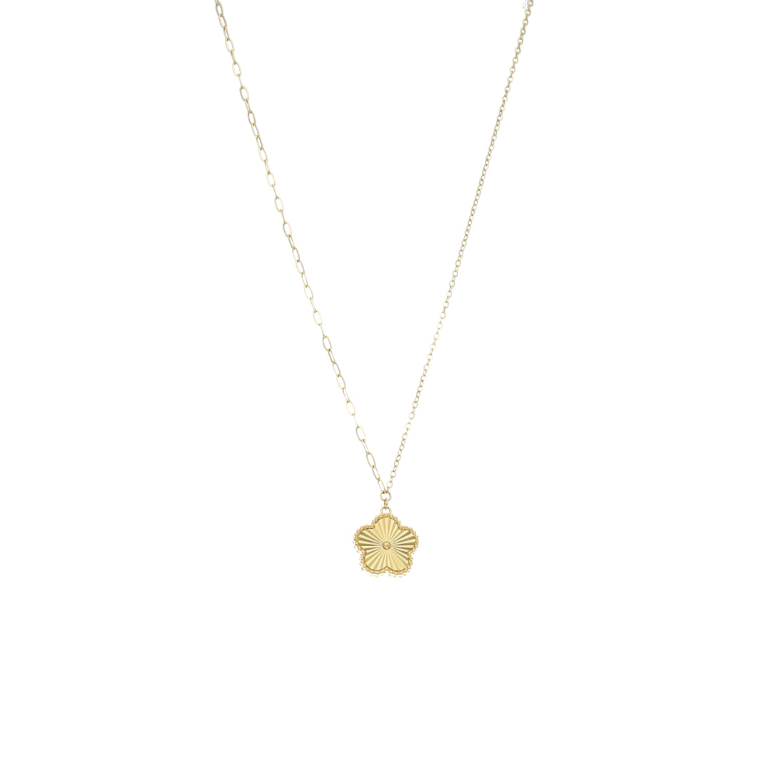 Gold Clover Leaf Shaped Necklace 21KT - FKJNKL21KM11851