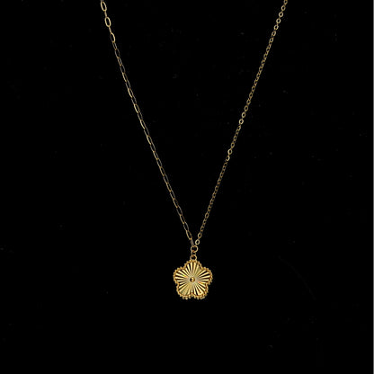 Gold Clover Leaf Shaped Necklace 21KT - FKJNKL21KM11851