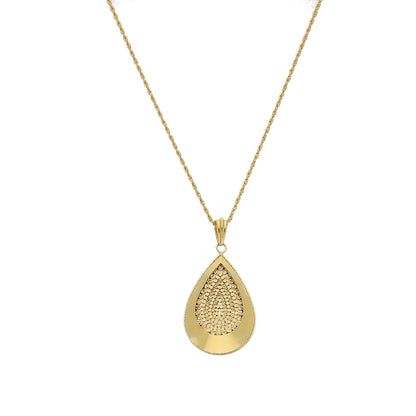 Gold Teardrop Shaped Necklace 21KT - FKJNKL21KM11854