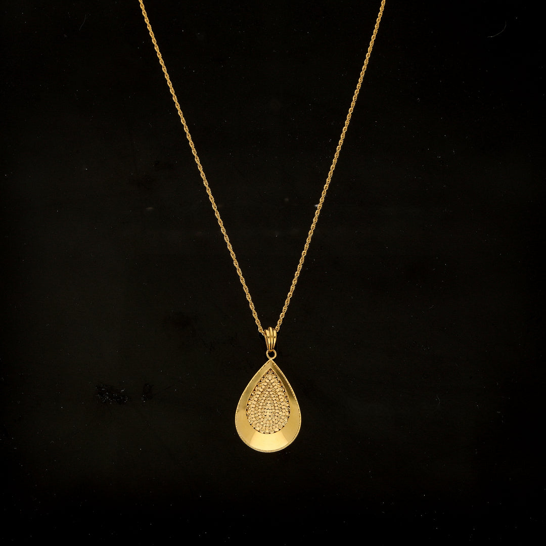 Gold Teardrop Shaped Necklace 21KT - FKJNKL21KM11854