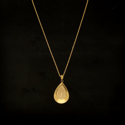 Gold Teardrop Shaped Necklace 21KT - FKJNKL21KM11854