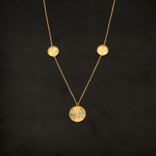Gold Circle Shaped Necklace 21KT - FKJNKL21KM11855