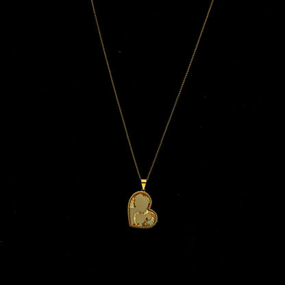 Gold Necklace (Chain with Mother & Daughter Shaped Pendant) 21KT - FKJNKL21KM11856