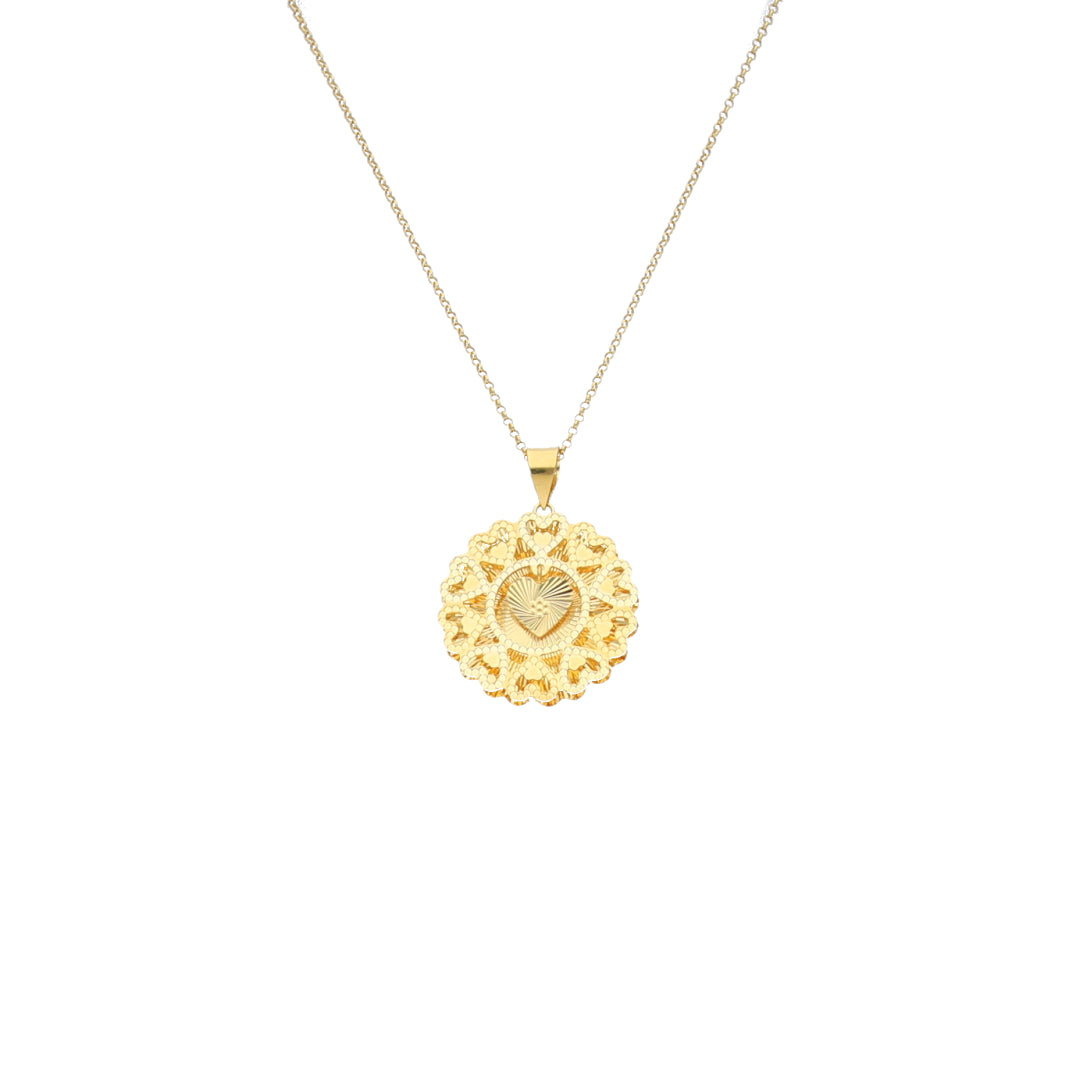 Gold Necklace (Chain with Flower Shaped Pendant) 21KT - FKJNKL21KM11857