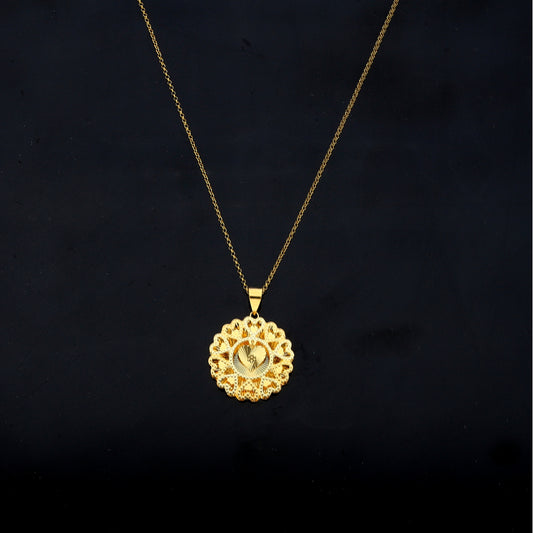 Gold Necklace (Chain with Flower Shaped Pendant) 21KT - FKJNKL21KM11857