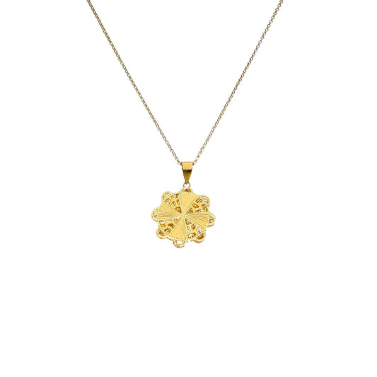 Gold Necklace (Chain with Flower Shaped Pendant) 21KT - FKJNKL21KM11858