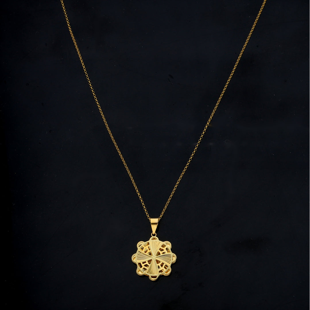 Gold Necklace (Chain with Flower Shaped Pendant) 21KT - FKJNKL21KM11858