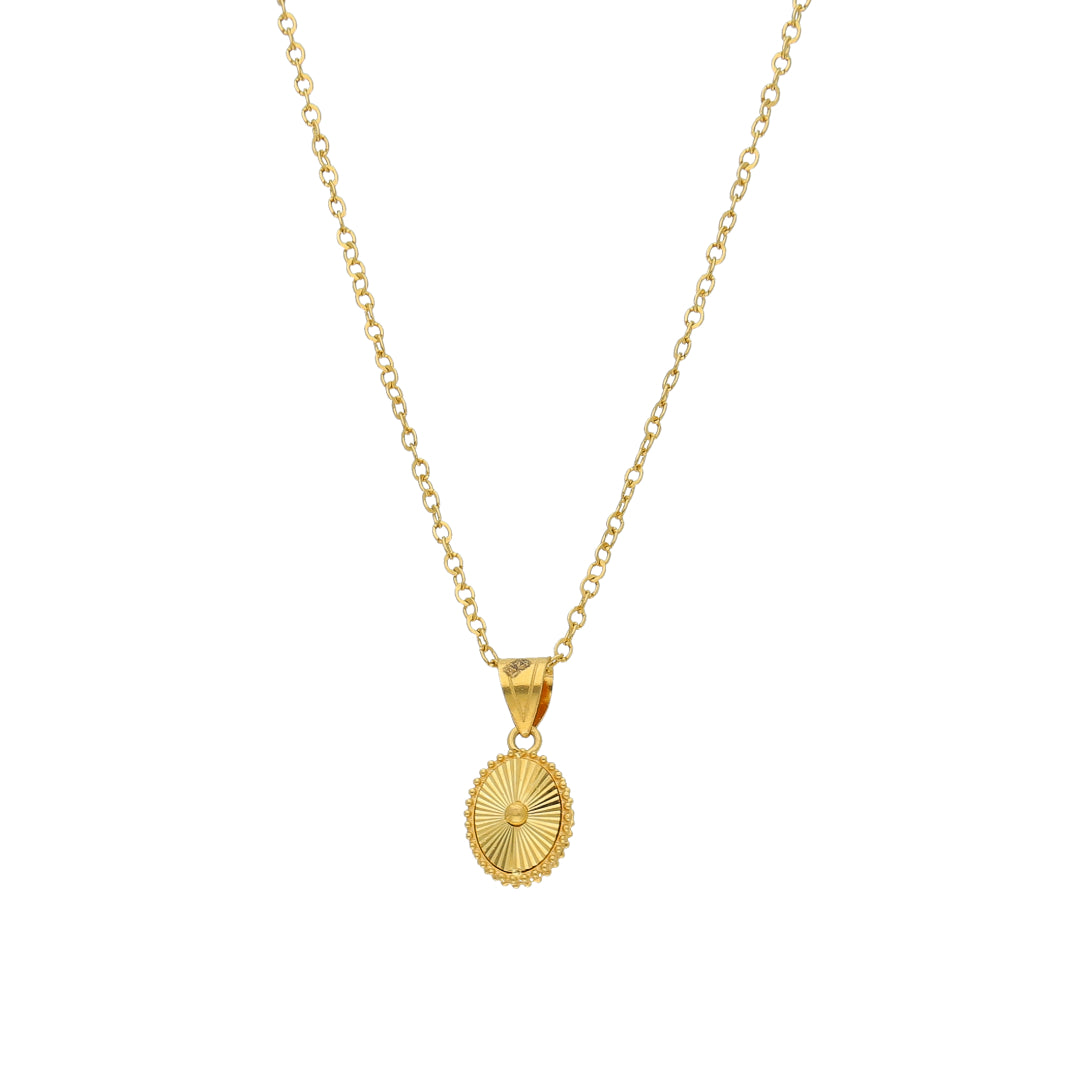 Gold Necklace (Chain With Oval Shaped Pendant) 21KT - FKJNKL21KM11868