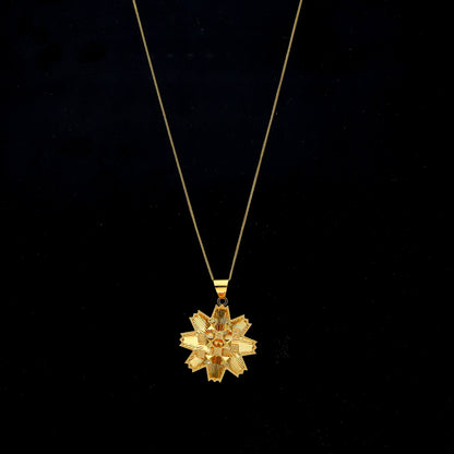 Gold Necklace (Chain with Elegant Flower Shaped Pendant) 21KT - FKJNKL21KM11875