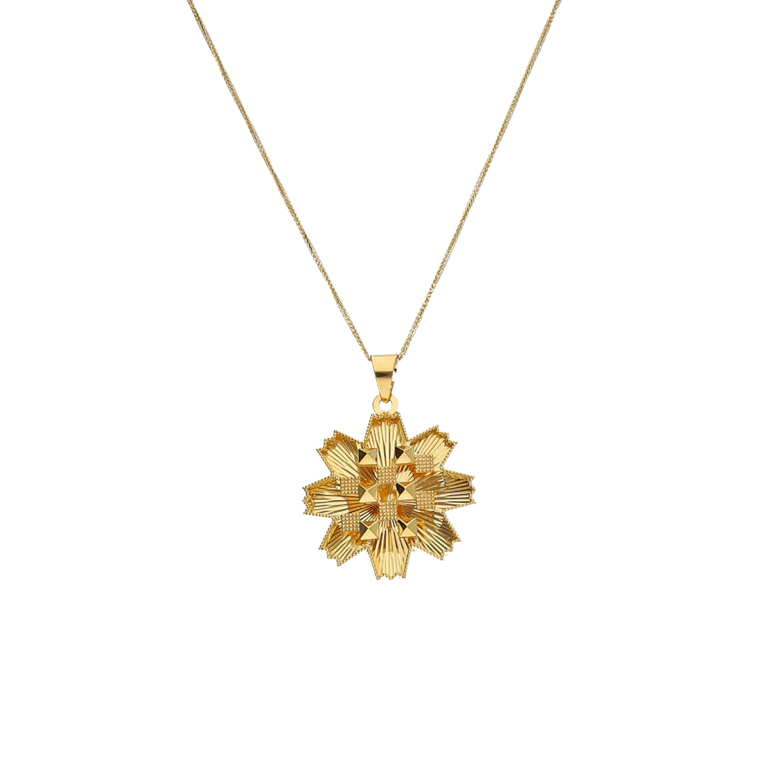 Gold Necklace (Chain with Elegant Flower Shaped Pendant) 21KT - FKJNKL21KM11876