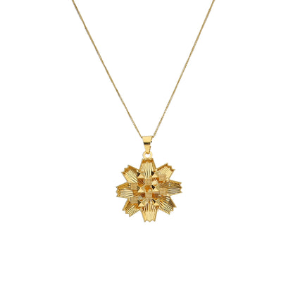 Gold Necklace (Chain with Elegant Flower Shaped Pendant) 21KT - FKJNKL21KM11876