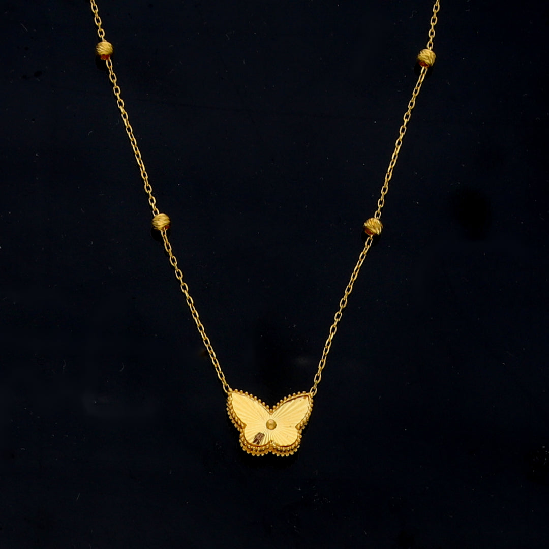 Gold Butterfly Shaped Necklace 21KT - FKJNKL21KM11877