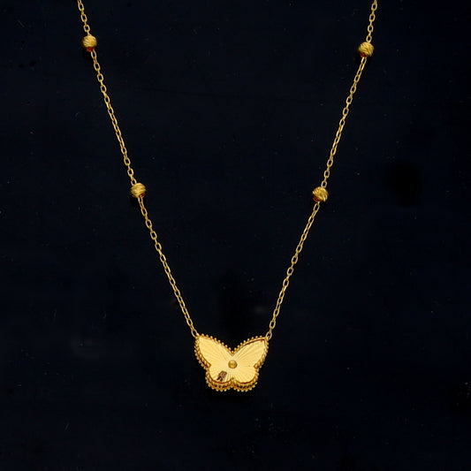 Gold Butterfly Shaped Necklace 21KT - FKJNKL21KM11877