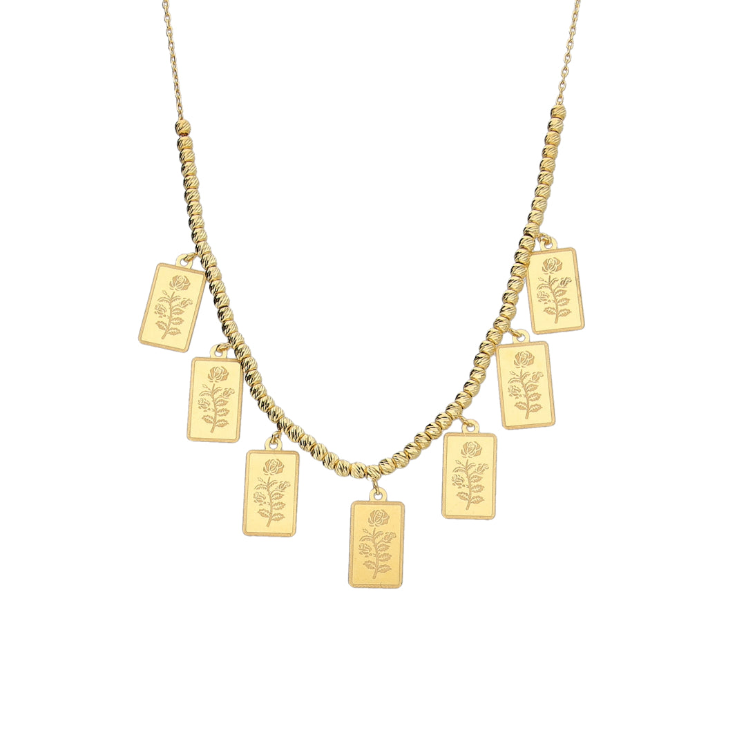 Gold Rose Bar Necklace 21KT - FKJNKL21KM11909
