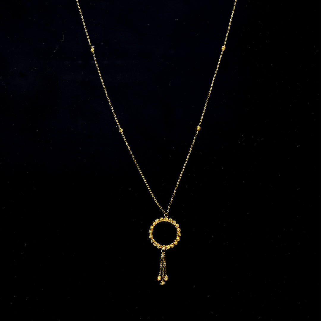 Gold Circle Shaped Necklace 21KT - FKJNKL21KM11914