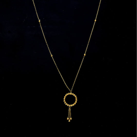 Gold Circle Shaped Necklace 21KT - FKJNKL21KM11914
