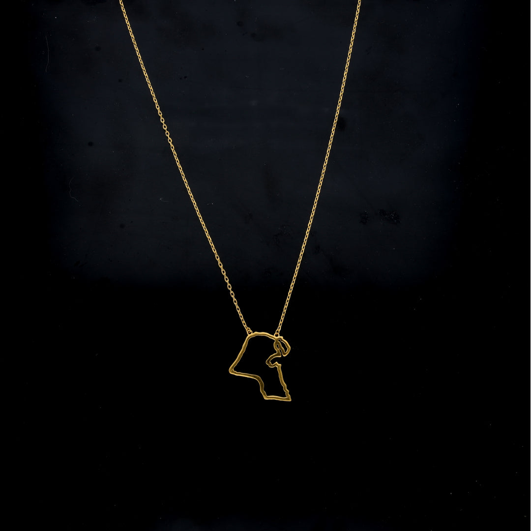 Gold Kuwait Map Shaped Necklace 21KT - FKJNKL21KM11915