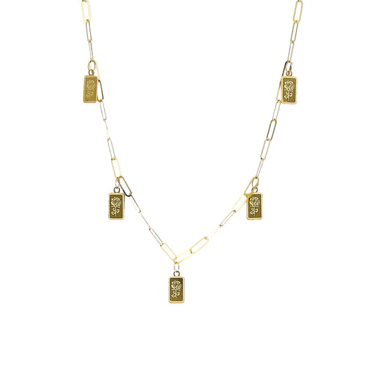 Gold Rose Charms Necklace 21KT - FKJNKL21KM11946