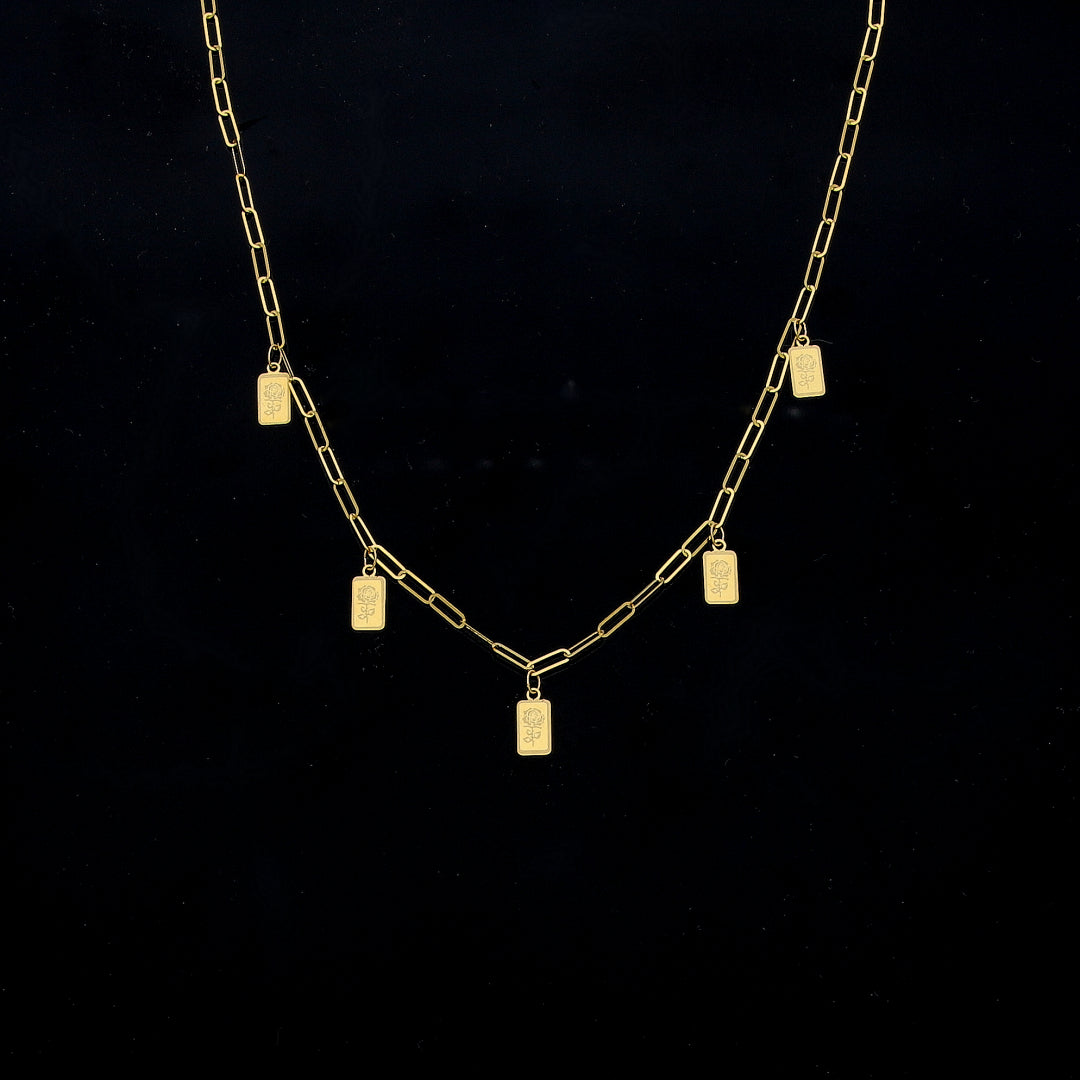 Gold Rose Charms Necklace 21KT - FKJNKL21KM11946