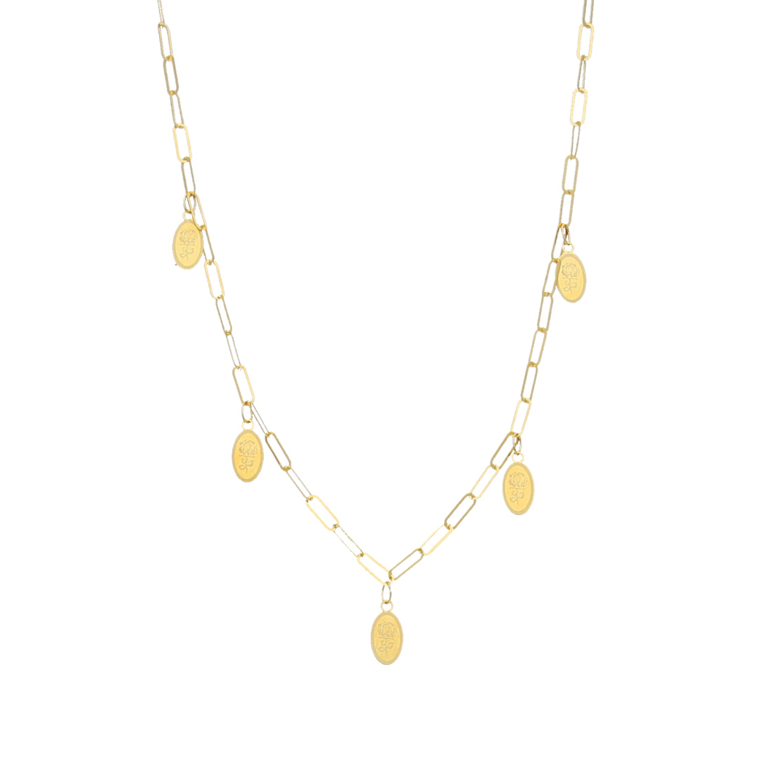 Gold Rose Charms Necklace 21KT - FKJNKL21KM11947