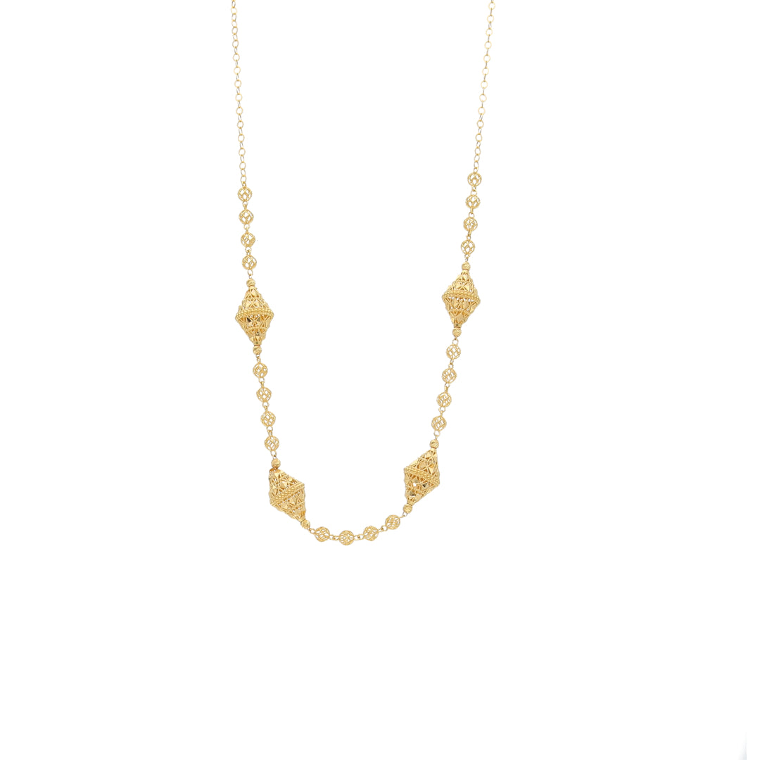 Gold Filigree Lantern Necklace 21KT - FKJNKL21KM11985
