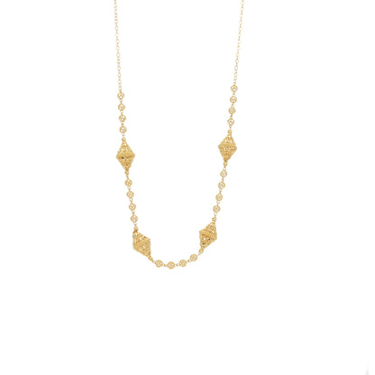Gold Filigree Lantern Necklace 21KT - FKJNKL21KM11985