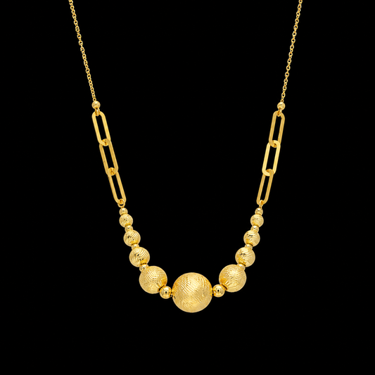 Gold Beads Necklace 21KT - FKJNKL21KM12002
