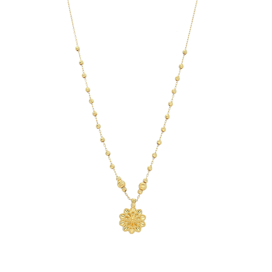 Gold Flower Shaped Necklace 21KT - FKJNKL21KM12006