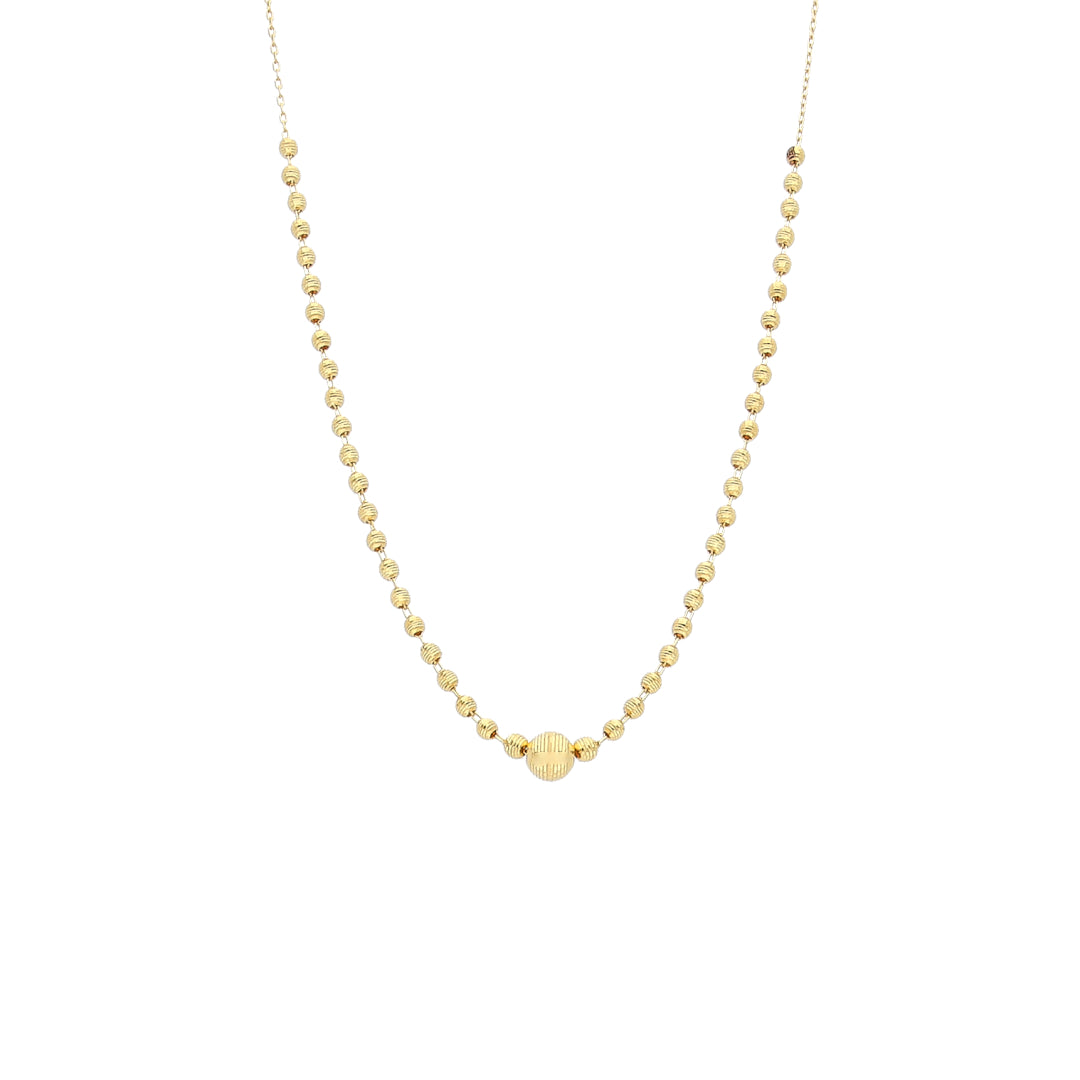 Gold Round Beads Necklace 21KT - FKJNKL21KM12014