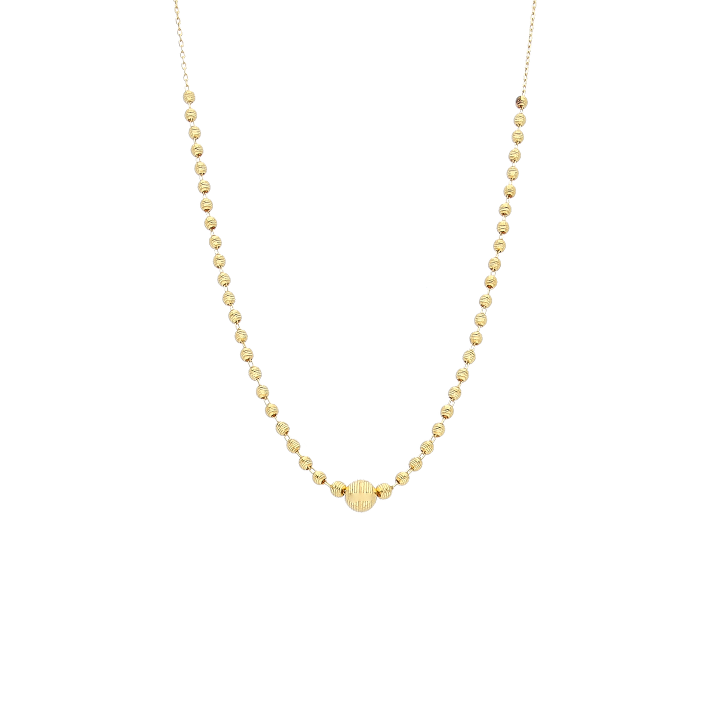 Gold Round Beads Necklace 21KT - FKJNKL21KM12014