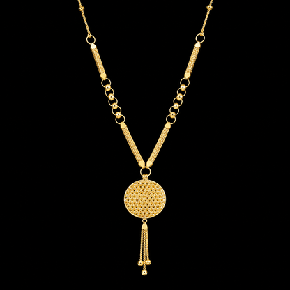Gold Turkish Design Tassel Necklace 21KT - FKJNKL21KM12016
