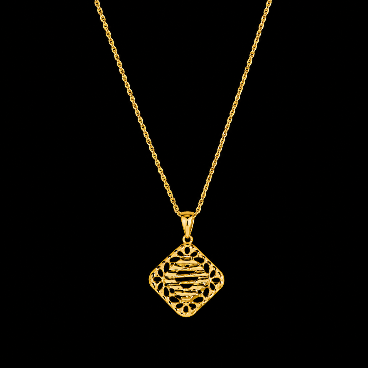 Gold Necklace (Chain with Turkish Design Pendant) 21KT - FKJNKL21KM12024