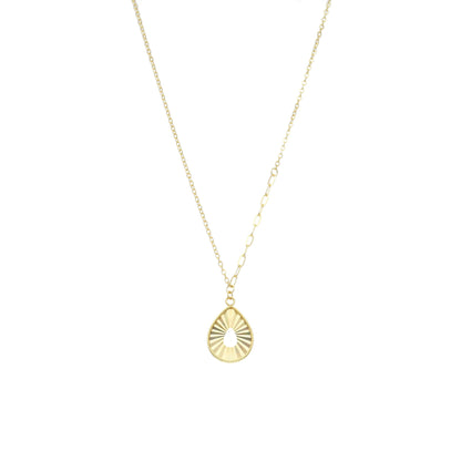 Gold Necklace (Chain with Tear-Drop Shaped Pendant) 21KT - FKJNKL21KM12037