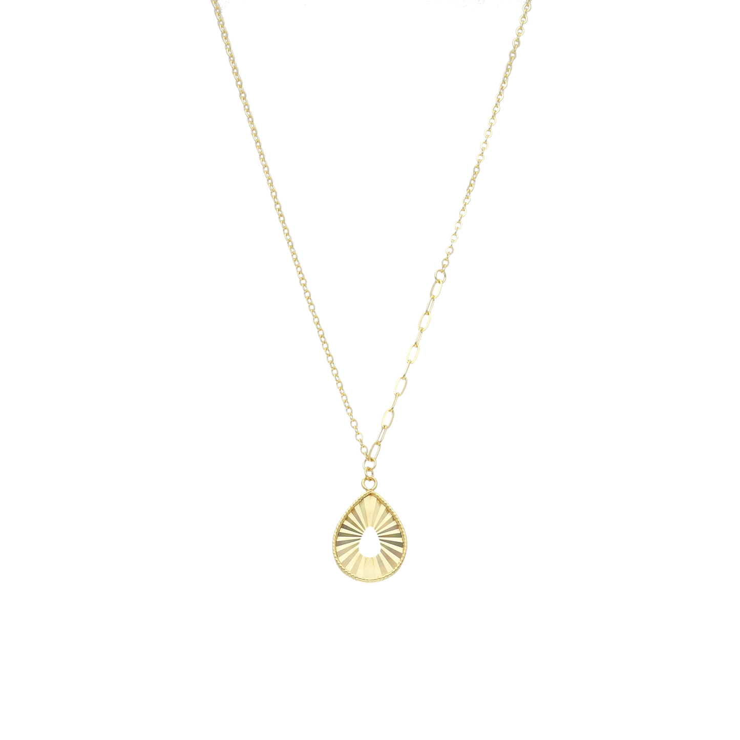 Gold Necklace (Chain with Tear-Drop Shaped Pendant) 21KT - FKJNKL21KM12037