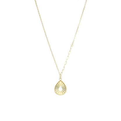 Gold Necklace (Chain with Tear-Drop Shaped Pendant) 21KT - FKJNKL21KM12037
