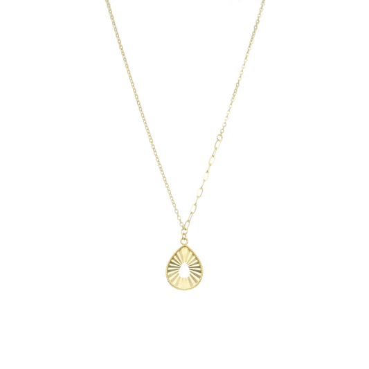 Gold Necklace (Chain with Tear-Drop Shaped Pendant) 21KT - FKJNKL21KM12037