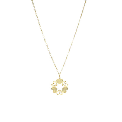 Gold Necklace (Chain with Floral Heart Pendant) 21KT - FKJNKL21KM12038