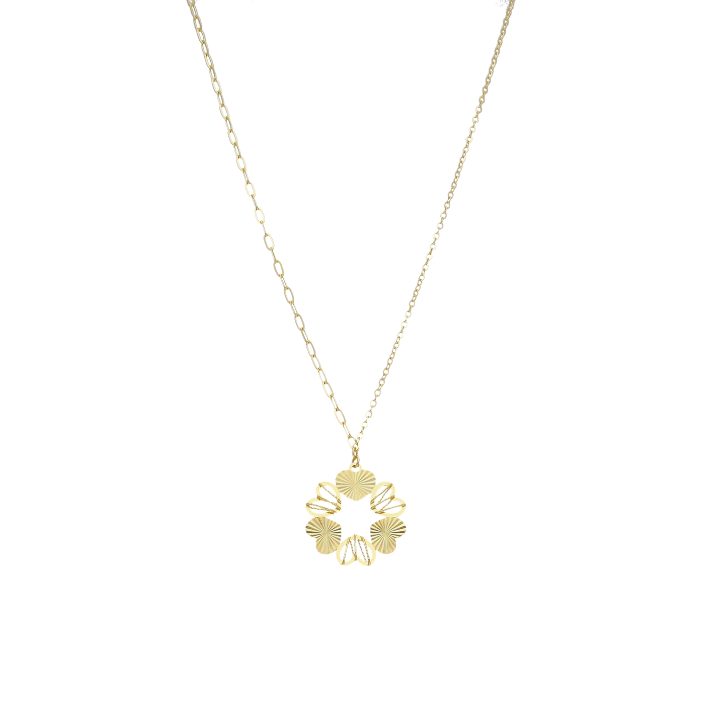 Gold Necklace (Chain with Floral Heart Pendant) 21KT - FKJNKL21KM12038