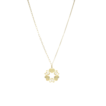 Gold Necklace (Chain with Floral Heart Pendant) 21KT - FKJNKL21KM12038