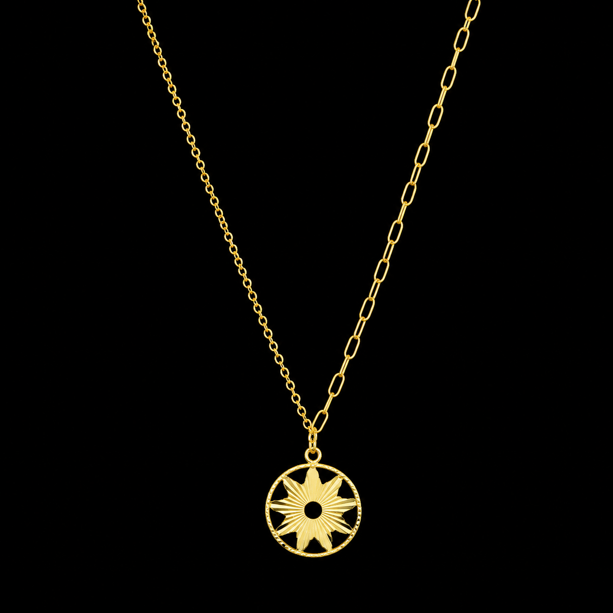 Gold Necklace (Chain with Star Shaped Pendant) 21KT - FKJNKL21KM12039