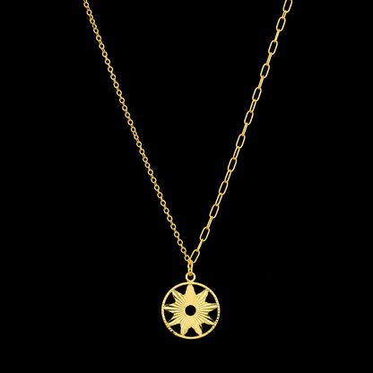 Gold Necklace (Chain with Star Shaped Pendant) 21KT - FKJNKL21KM12039