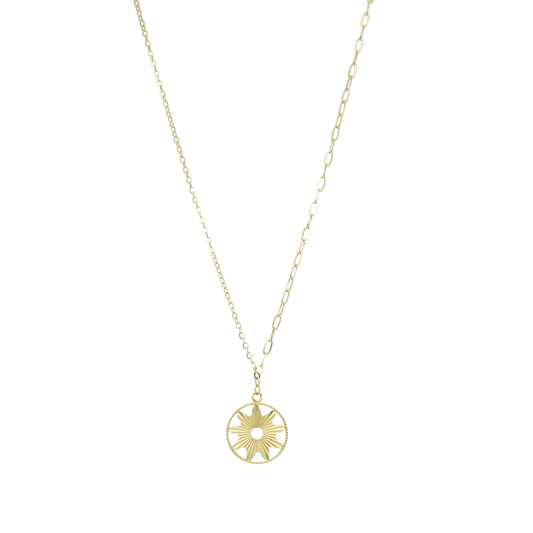 Gold Necklace (Chain with Star Shaped Pendant) 21KT - FKJNKL21KM12039