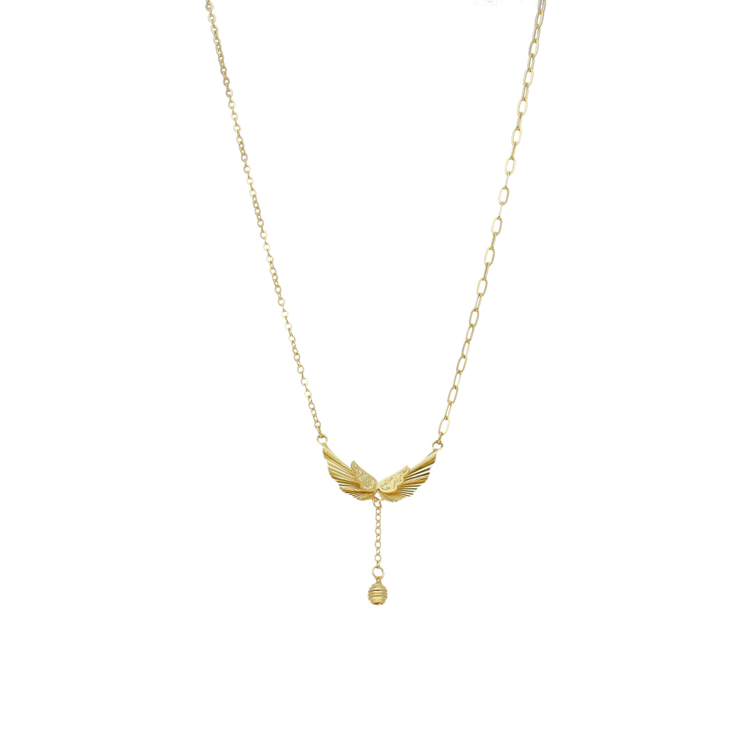 Gold Retro Wings Necklace 21KT - FKJNKL21KM12042