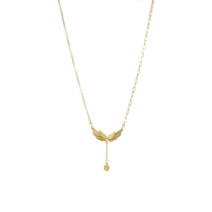 Gold Retro Wings Necklace 21KT - FKJNKL21KM12042